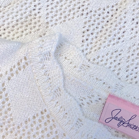 Vintage 90s Jaclyn Smith White Open Knit Tunic Sweater Womens Large Layering - Picture 6 of 7